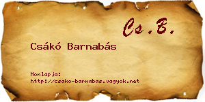 Csákó Barnabás névjegykártya